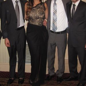 One shoulder black dress with Black lace